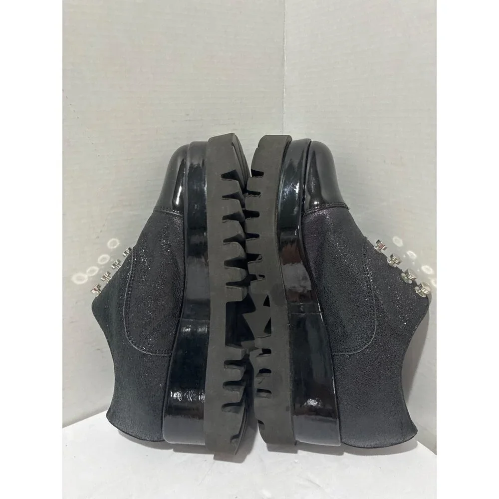 Cult Womes shoes chunky platform black leather size 37 goth glitter finish